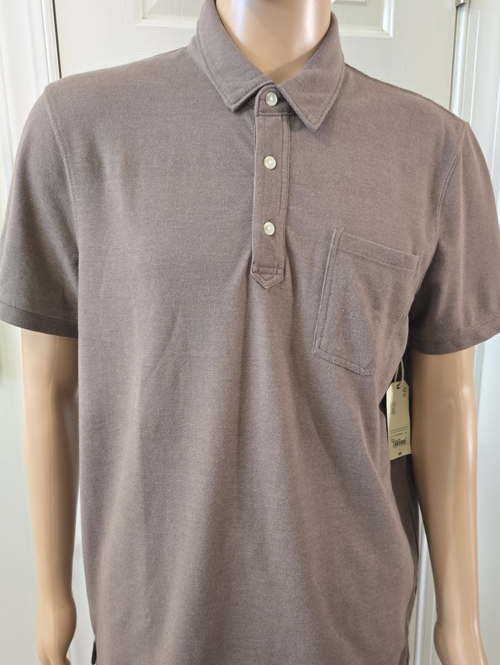 MUTUAL WEAVE BRAND MENS TAUPE GRAY HEATHER SHORT SLEEVES POLO SHIRT SIZE XL